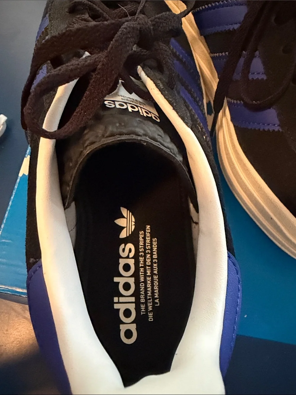 Adidas women’s Black and Blue Gazelle Suede Sneaker